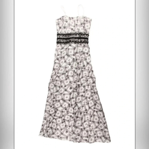 Carolina Herrera White and Black Neutral Printed Evening Gown Women Size 8 - Picture 6 of 7